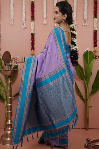 Image of SGF11 Women's Kanjivaram Pure Soft Silk Saree With Unstitched Blouse Piece