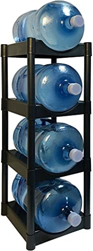 Bottle Buddy Water Racks - 3 and 5 Gallon Bottles - 4-Tray Jug Storage System - Free-Standing Organizer for Home, Office, Kitchen, Warehouse - Black