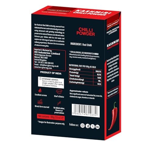 Polvo de Chile Rojo Kashmiri Harry Harvey 100g miniatura 2