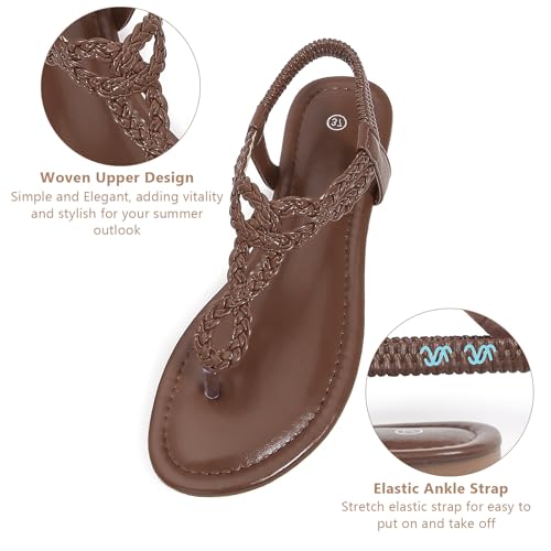 Image of zeetoo Women's Flat Sandals Summer T-StrapThong Bohemian Casual Comfortable Dressy Sandals for Women