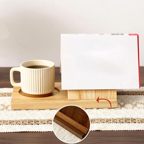 Soporte triangular para libros y taza en madera para leer cómodamente en el sofá 4