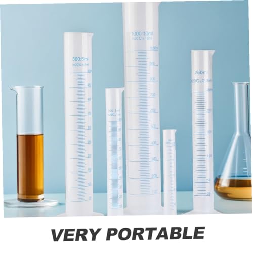 Probetas graduadas de plástico transparente en pack de 5 unidades con base pentagonal estable 3