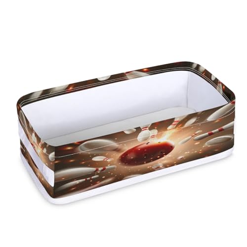 Tablerazzi Toilet Tank Topper Paper Basket with Handle, Bowling Ball Sport Bathroom Storage Basket for Organizing, Small Fabric Storage Bins for Bathroom Decor