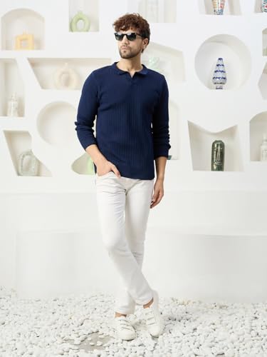 Image of Kvetoo Full Sleeve Winter Wear Woolen Collar Polo Sweater for Men