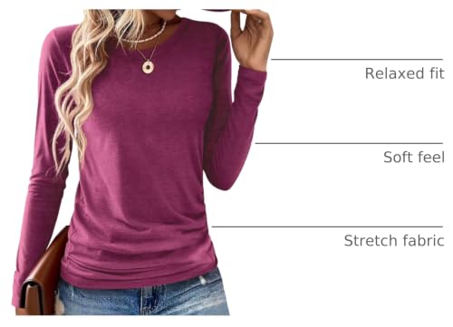 Image of Gihgoew 2 Pack Womens Tops Crewneck Soft Long Sleeve Shirts Fall Clothes Casual Tshirts Basic Tee