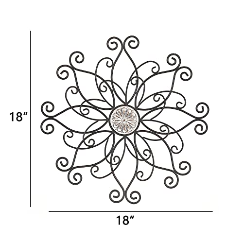 Yilifebes Metal Floral Wall Decor, 18"X18"Metal Flower Scroll Wall Art, Iron Wall Flowers Decoration Iron Floral Sculpture For Living Room Bedroom Bathroomoutdoor Garden thumb #2