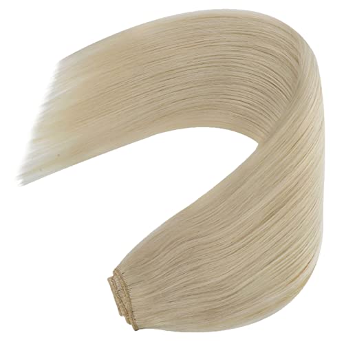 Image of YoungSee Wire Hair Extensions Human Hair Beige Blonde Wire Real Hair Extensions Blonde Fish Line Extensions Dayble Remy Hair 16Inch 85g