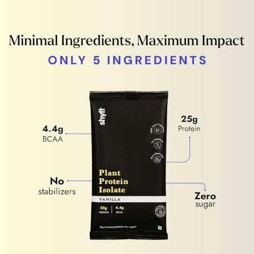 Image of Shyft Plant Protein Isolate Travel Pack | Vanilla (33g x 7 Sachets, Total 231g) | Pea & Rice Protein | 24g Protein | 4.2g BCAA | Easy to Digest | 5 Clean Ingredients | No Chemicals