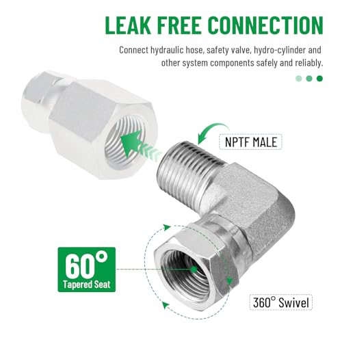 Image of 90 Elbow Hydraulic Fitting: 1 /2 inch NPTF Male x 1 /2 inch NPSM Female