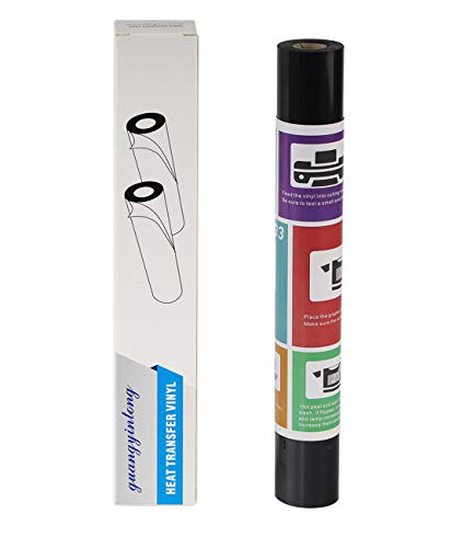 Guangyintong Heat Transfer Vinyl For T-Shirts 12" X 8Ft - Black Htv Vinyl Roll Iron On-Easy To Cut &Weed, Glossy Surface (Black K2) #TOP4
