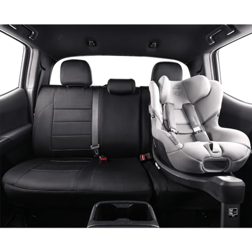 Image of EKR Tacoma Back Seat Covers Custom for Toyota Tacoma (Hybrid) 2024 2025 2026 Double cab TRD Sport,TRD Off-Road,Limited,Trailhunter- Second Row Only,Faux Leather(Black /Gray)
