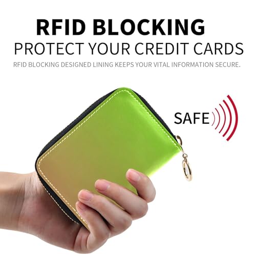 Waterproof Wallet Women Small RFID Blocking Credit Card Wallets Cute Coral Pink Bright Green Gradient Travel Wallet with Zipper2