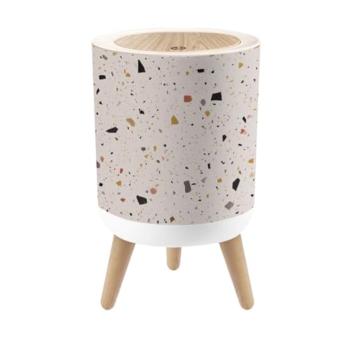 Pequeño bote de basura con tapa Terrazzo Gris 1.8 galones