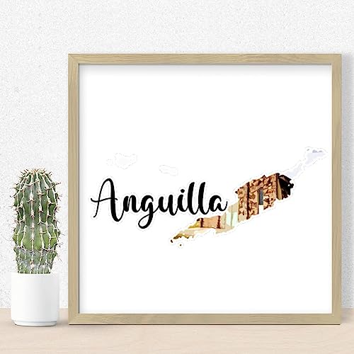 Art mural en bois Anguilla tableau architectural vintage avec cadre premium