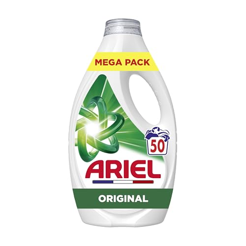 Ariel Original Lessive Liquide, 50 Lavages, Action Détachante En 1 Seul Lavage, Impeccable Même à Froid