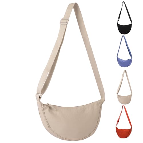Nylon Crescent Crossbody Bag for Women - Lightweight Hobo Sling Purse, Trendy Small Travel Day Pack with Adjustable Strap