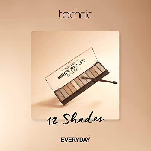 Technic Mega Mattes Nude Eyeshadow Palette - 12 Pigmented, Professional, Long Lasting, Easy to Apply and Blendable Matte Shades for the Perfect Look for Day or Night 18g - Image 4