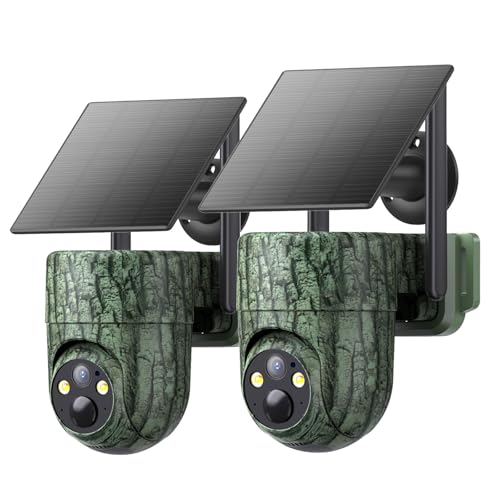 SEHMUA Cellular Trail Camera 2 Pack, 2K Solar Powered Game Cameras with Unlimited Data Plan, 4G LTE Built-in SIM Card PIR Motion Detection 360° Rotating Viewing for Outdoor Security