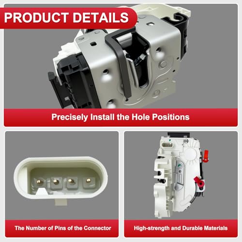 Image of 4 Pins Front Left Driver Side Door Latch Lock Actuator Compatible with Chrysler 200 /Town & Country,Dodge Avenger /Durango /Grand Caravan /Journey,Jeep Grand Cherokee,Replace for 931-096