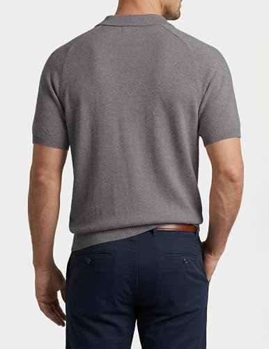 Camiseta polo tejida de manga corta para hombre, mezcla de lana, cuello Johnny miniatura 4