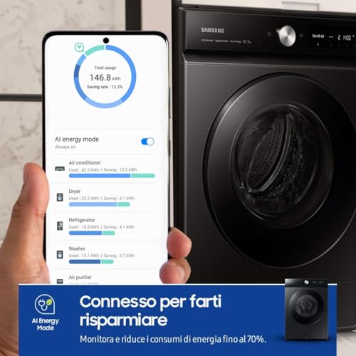 Samsung Wasmachine Bespoke AI Quickdrive WW11DB8B95GB/U3, vrijstaand, 11 kg, 1400 omw/min, wifi, AI Control, stoom, voorlader, 60 x 85 x 60 cm - Afbeelding 4