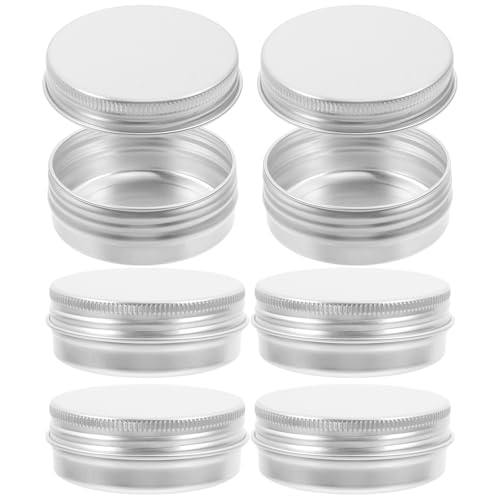 Ciieeo Tarros de Aluminio para Almacenamiento 6 Piezas 30 Ml con Tapa de Rosca, Envases Vacíos Redondos para Crema y Loción, Caja Metálica Portátil para Viaje y Uso Cosmético
