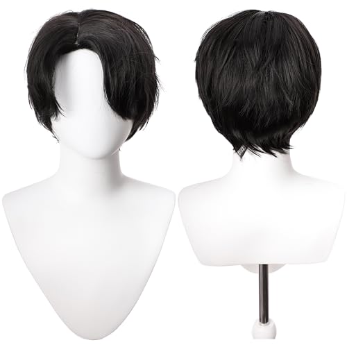 PORSMEER Jinu Short Black Wig Costume Cosplay Anime Hair Boys Idol Costume Wig Halloween Accessory Hair for Men