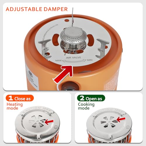 Caynel-2-in-1-Portable-Propane-Heater-and-Stove-Outdoor-Camping-Liquefied-Gas-Stove-Ice-Fishing-Hiking-Hunting-Survival-Emergency-Tent-Multifunctional-Handheld-Heater-Orange