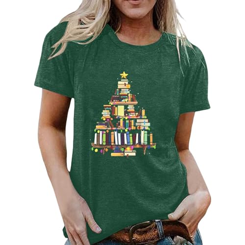Árbol de Navidad Libros Navidad Camiseta Divertida Amante de los Libros Camisetas de Navidad Bookmas Libros Amantes de la Lectura Sudadera Merry Christmas Tree Reading Books Nerd Camiseta, O Verde