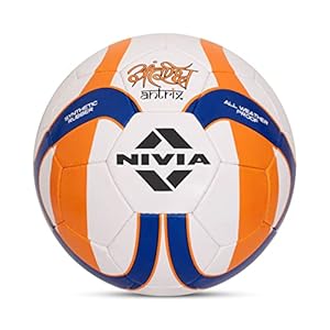 Nivia FIFA Quality Football Antrix, 32 Panels, PU Micro Leather, Hand Stitched, Suitable for Soft & Wet Ground, Hard Ground with Grass & Artifical Turf, Football with ISL Logo (Multicolor) Size – 5
