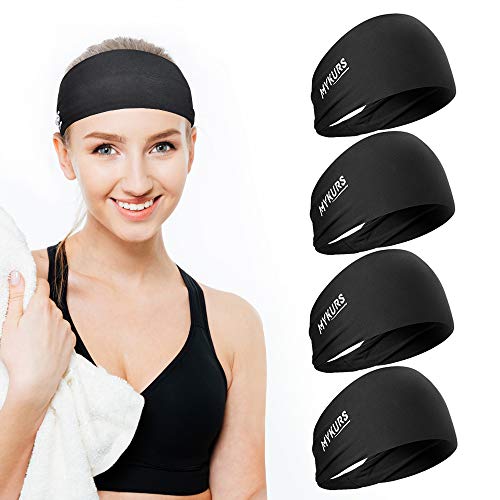 MYKURS Diademas para el Sudor para Hombre, 4 Diademas Deportivas para Mujer