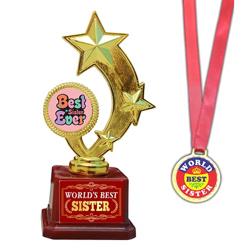Worlds Best Sister Trophy Award with Medal Gifts Siblings Sisters Rakhi Gifts Sister Gifts (B0CYR1FD13) Amazon Price History, Amazon Price Tracker