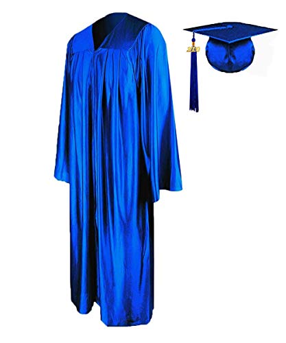 HEPNA 2020 Uniforms Shiny Graduation Gown Cap Tassel Set,Graduation Robe for High School