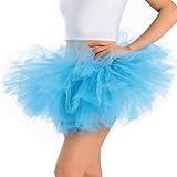 Phantomon Tutu Skirt Women's Teens Elastic 5 Layered Tulle Skirts Ultra Fluffy (Light Blue)