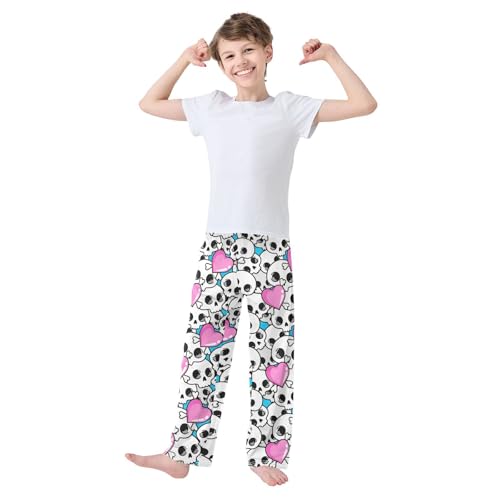 Boys' Pants Cute Skull Heart Long Bottoms Jogger Pants Elastic Waist Trousers with Pockets S-XL2