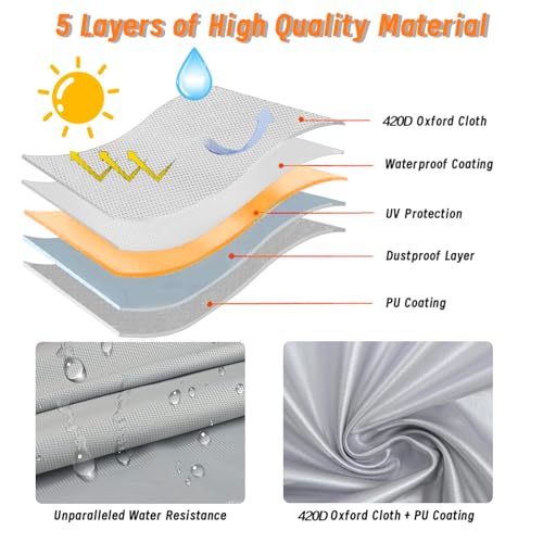 Image of Pick up Truck Car Covers for Automobiles 420D All-Weather Waterproof Heavy Duty Full Outdoor Pickup Trucks Cover Fit for Chev-rolet D-odge F-ord N-issan T-OYOTA R-AM H-onda, Fit up to 210 inch