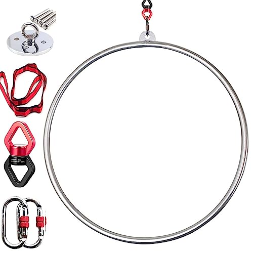 SRNSAEB 31.5 33.5 35.5 37.5 Inch Dia Stainless Steel Single Lyra Aerial Hoop, Aerial Rings Equipment for Acrobatics Performance Dancing Studio (Color : Silver 32mm, Size : 95cm(37.5in))