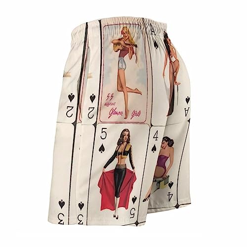 Poker Pinup Girls Mens Swim Trunks Quick Dry Beach Shorts Casual Sports Board Shorts Swimwear with Pocket4
