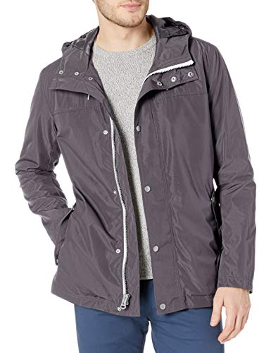 Cole Haan Men's Hooded Rain Jacket, Fog, X-Large