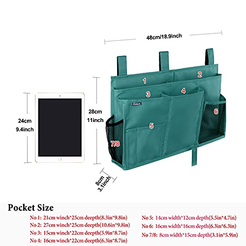 Image of Surblue Caddy Hanging Organizer Bedside Storage Bag for Bunk and Hospital Beds (Teal)
