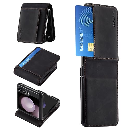 Housse Cuir avec Magnétique Premium Samsung Z Flip 5 étui noir finition haute couture