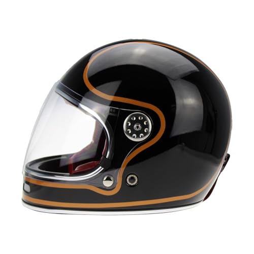 ViPER F656 Full Face Motorcycle Motorbike Helmet ECE 22.06 Approved Vintage Motorbike Helmets for Adult Men And Women Touring Urban Bike Safety Wear Full Face Helmet (Black/Copper,S)