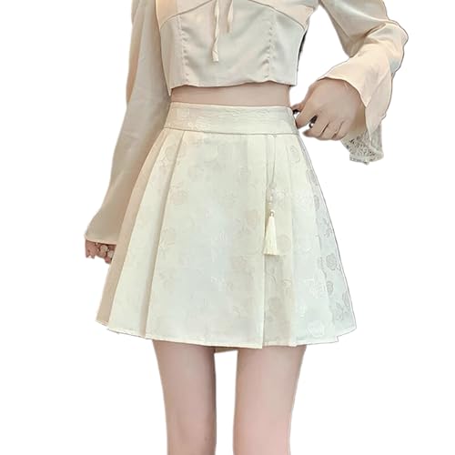 Mini jupe plissée style chinois femme coupe portefeuille