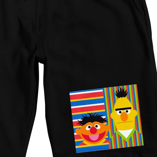 Sesame Street Ernie & Bert Striped Backgrounds Men's Black Sleep Pajama Shorts2
