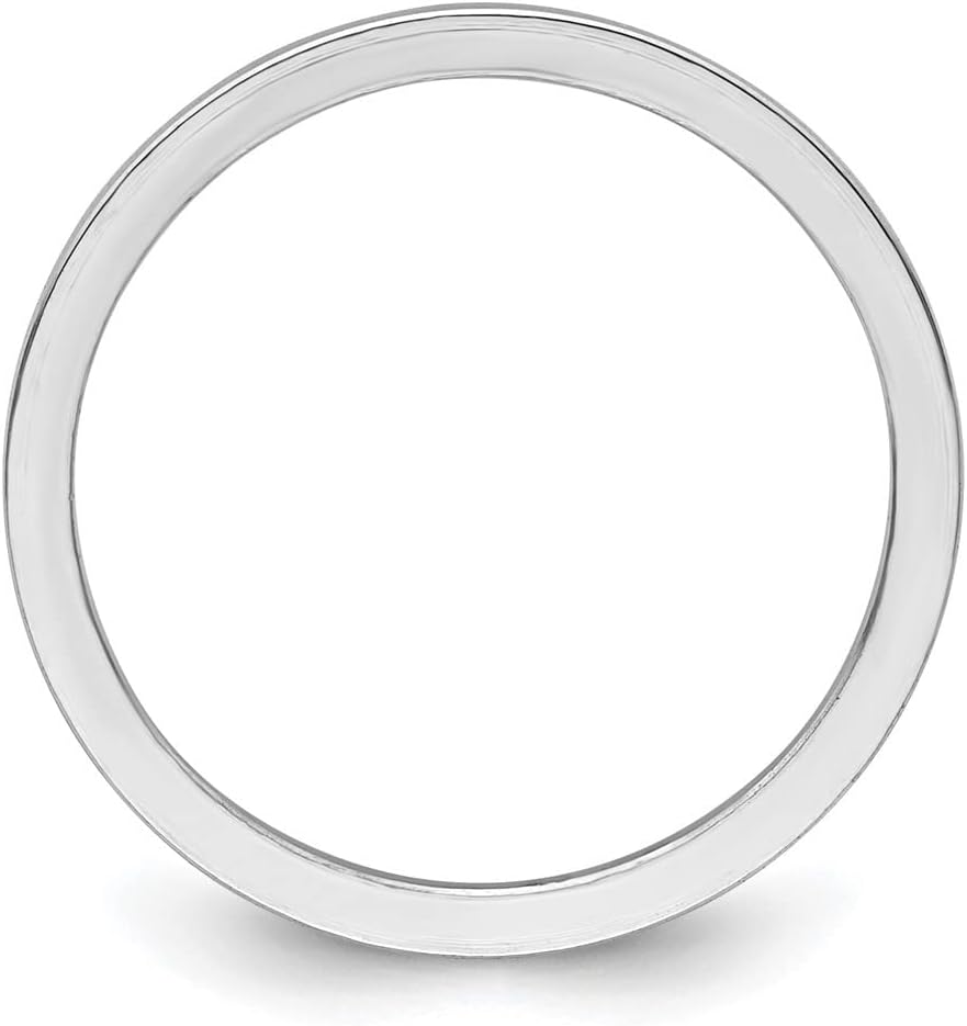 Diamond2Deal 14K White Gold 1.2mm Flat Polished Stackable Band Ring Size 7