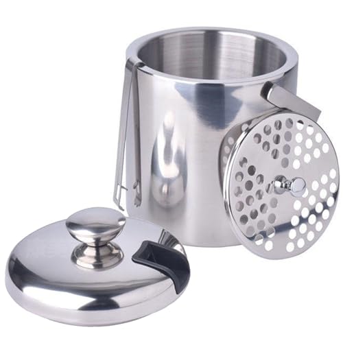 Cubo de hielo de acero inoxidable de 1,3 l con tapa y colador para bebidas