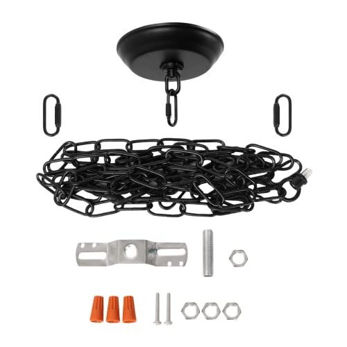 Eumyviv 10 Feet Heavy Duty Black Chain with 5' Light Canopy Kit for Chandelier, Swag Light Kit Light...