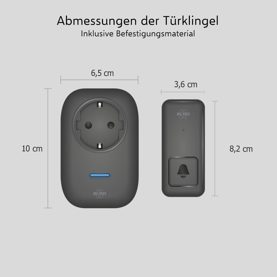 ELRO DB4000 Drahtloses kinetisches Türklingel-Set - mit Steck-Empfänger mit Steckdose - keine Batterien nötig 150 Meter