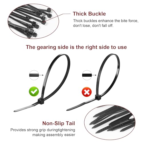 200 Stück Kabelbinder Set 120mm/150mm und 100 Stück Klebesockel für Kabelbinder Schwarz, Kabelbefestigung Selbstklebend Kabelhalter Nylon Klebepads Kabelclips Klebe Halter für Heim Büro (Schwarz)