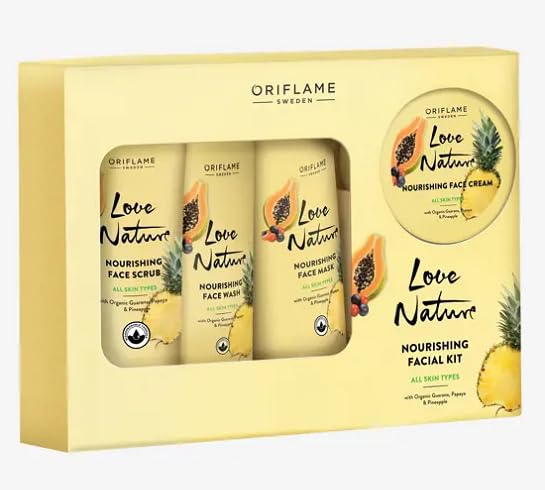 Love Nature Oriflame Nourishing Facial Kit With ( Organic Guarana, Papaya & Pineapple )-image-43